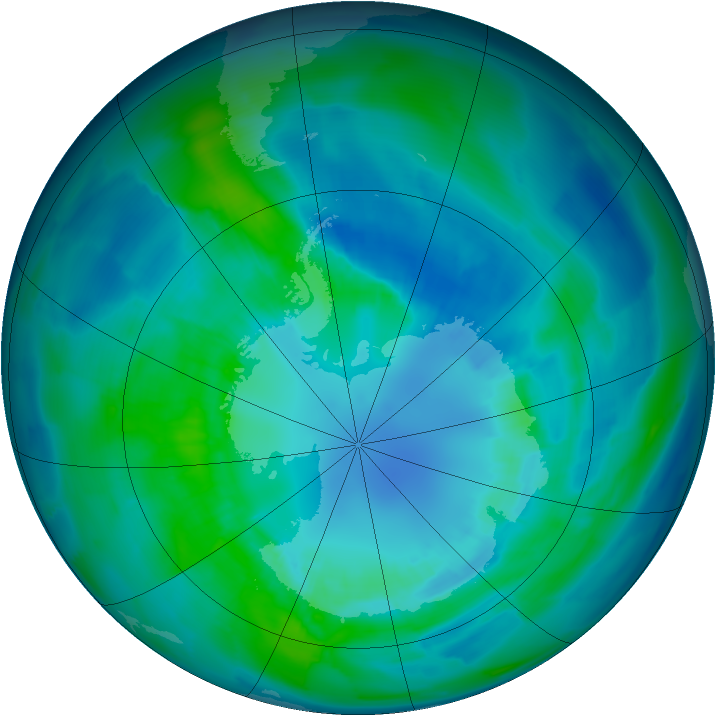 Antarctic ozone map for 10 April 2013